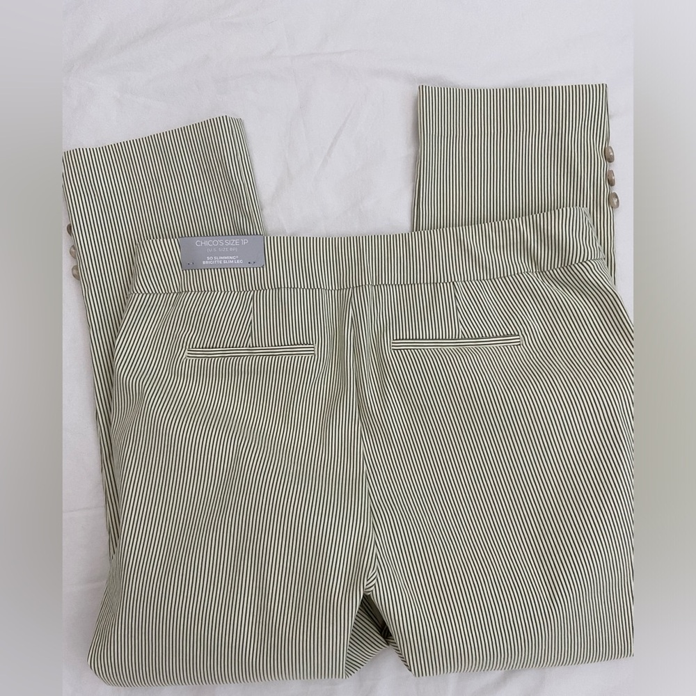 Chico's 1P (US 8P) icon Stripe ankle Pants so slimming brigitte slim leg nwt - Picture 7 of 15